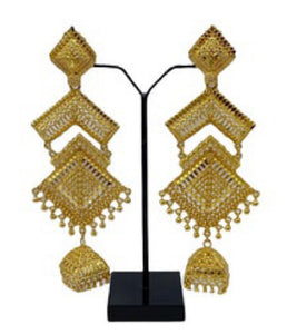 DANGLING GOLD CHANDELIER EARRINGS ( 1589 )