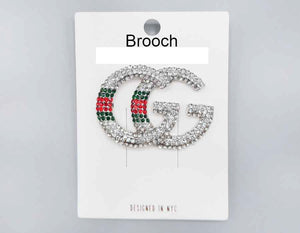 SILVER GG BROOCH CLEAR STONES ( 1010 RH )