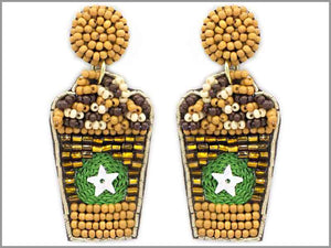 BROWN BEAD COFFEE DRINK EARRINGS ( 4143 BR )