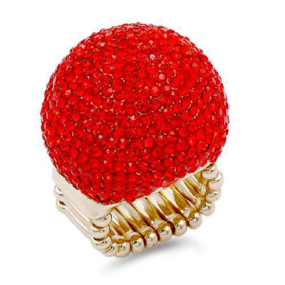GOLD DOME STRETCH RING RED STONES ( 2077 GDRD ) - Ohmyjewelry.com