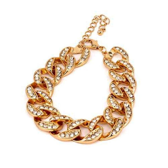 GOLD BRACELET CHAIN CLEAR STONES ( 5001 ) - Ohmyjewelry.com
