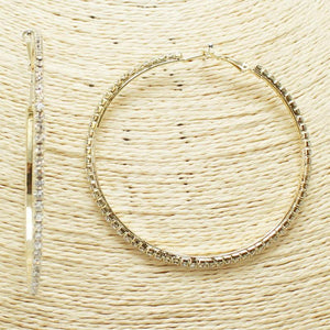 70mm GOLD Clear Rhinestone Hoop Earrings ( 0137 GCL ) - Ohmyjewelry.com