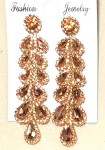 ROSE GOLD EARRINGS PEACH STONES ( 3186 RGP )