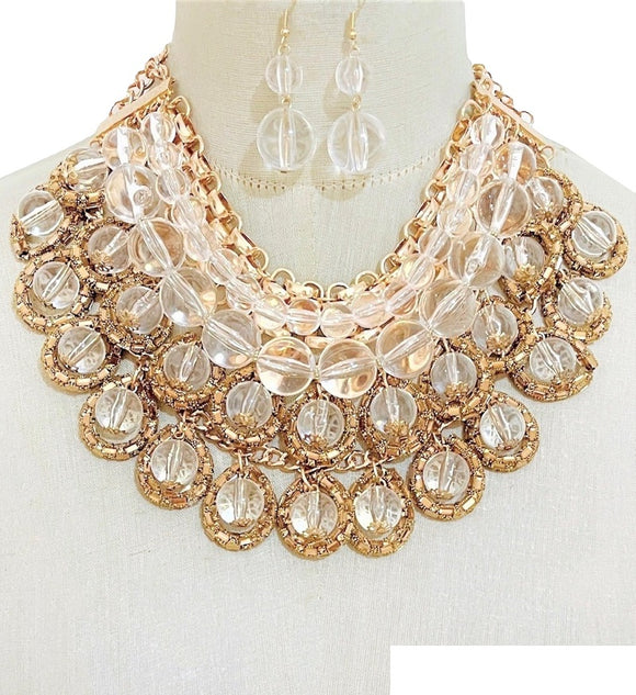 GOLD CLEAR NECKLACE SET ( 3541 GPCL )