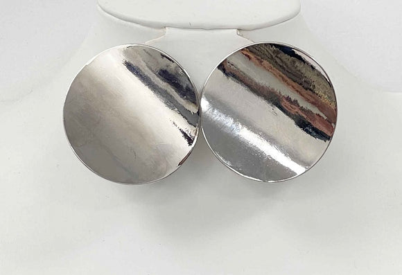 ROUND SILVER CLIP ON EARRINGS ( 3069 S )