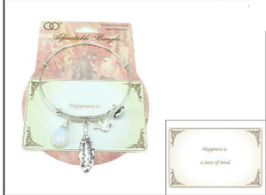 SILVER HAPPINESS IS A STATE OF MIND CHARMS BANGLE ( 06775 )