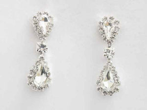 SILVER DANGLING EARRINGS CLEAR STONES ( 6530 SCL )