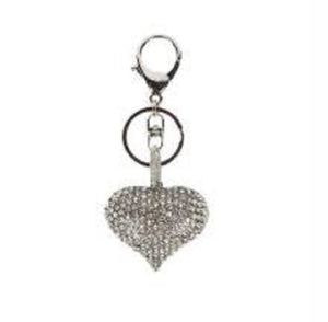 SILVER HEART KEYCHAIN CLEAR STONES ( 69 RCL )