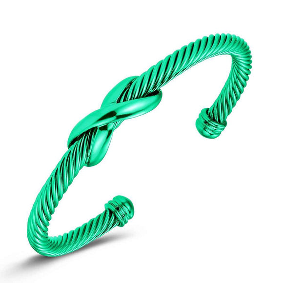 GREEN CUFF CABLE BRACELET ( 1233 GE )