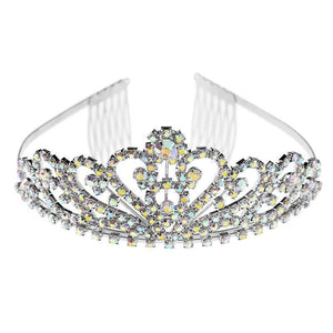 2" Silver and AB Rhinestone Crown ( 60202 SAB ) - Ohmyjewelry.com
