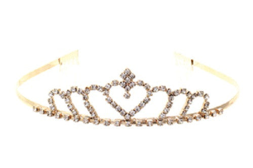 Gold and Clear Rhinestone Heart Shaped Crown ( 60446 CRG )
