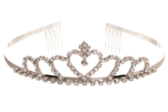 Silver and Clear Rhinestone Heart Shaped Crown ( 60446 CRS )