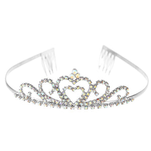 Silver AB Rhinestone Heart Shaped Crown ( 60447 AB )
