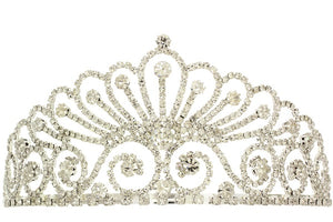 2 1/4" Silver Clear Swirly Tiara Crown ( 60515 )