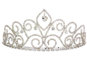 2.25" Silver Clear Rhinestone Tiara Crown ( 60528 ) - Ohmyjewelry.com