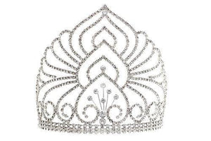5.5" Large Silver Rhinestone Spade Shape Crown ( 60559 ) - Ohmyjewelry.com