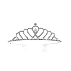 1.4" Silver Clear Rhinestone Crown Tiara ( 60670 ) - Ohmyjewelry.com