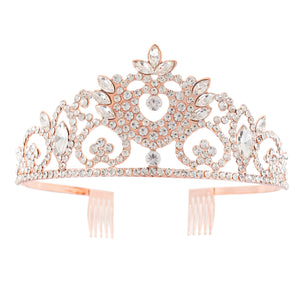 ROSE GOLD TIARA CLEAR STONES ( 60777 CRRG )