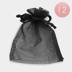 3" x 3.5" BLACK Organza Gift Bag 12 Pieces S - Ohmyjewelry.com