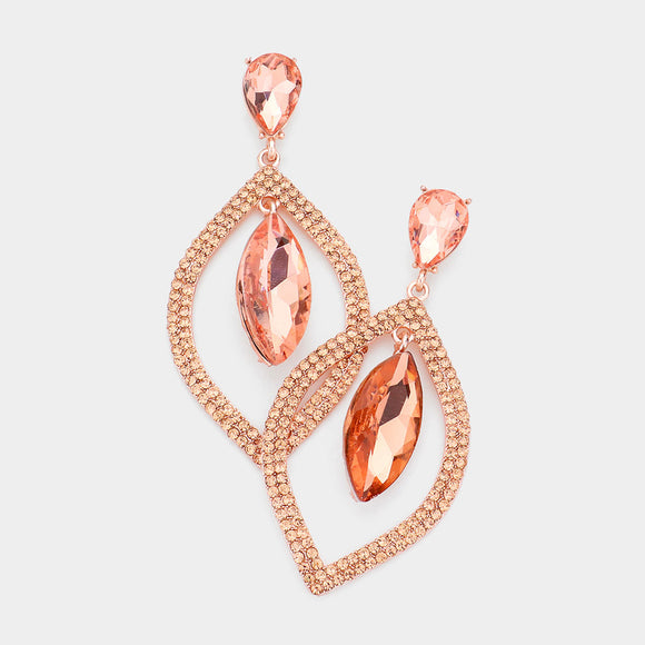 ROSE GOLD EARRINGS PEACH COLORED STONES ( 1420 PEACH )