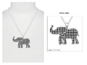 SILVER NECKLACE HOUNDSTOOTH ELEPHANT PENDANT ( 2483 SMX ) - Ohmyjewelry.com