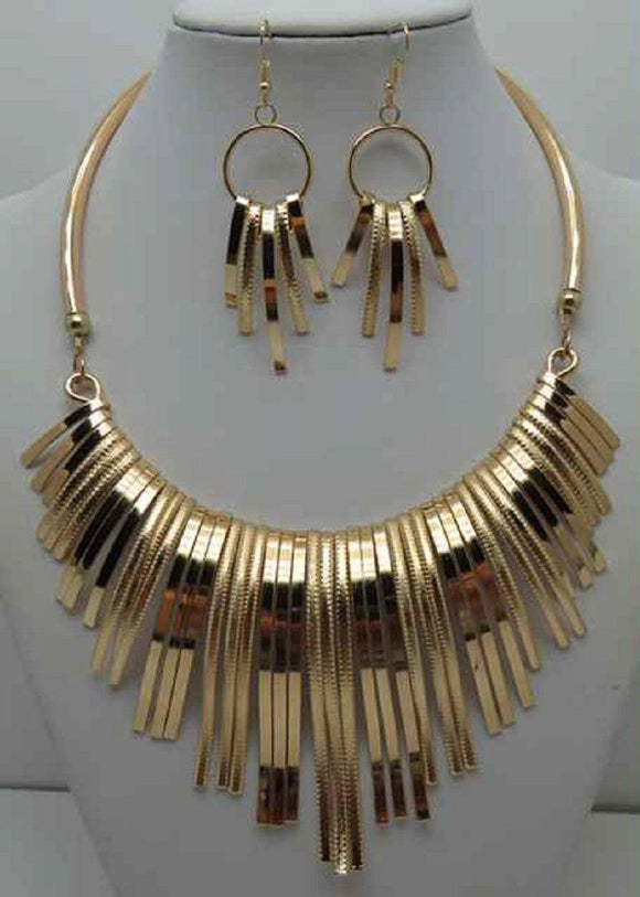 GOLD CHOKER NECKLACE SET ( 3161 ) - Ohmyjewelry.com
