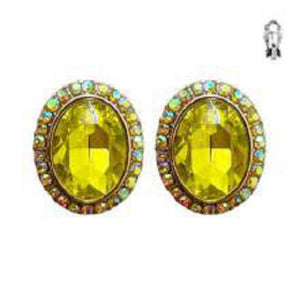 GOLD CLIP ON EARRINGS YELLOW STONES ( 41 GYE )