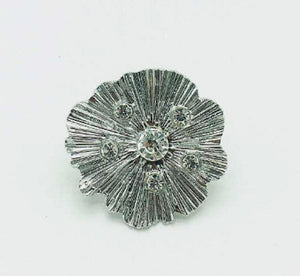 SILVER FLAT ADJUSTABLE STRETCH RING CLEAR STONES ( 10000 ) - Ohmyjewelry.com