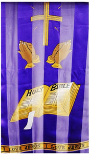 PURPLE BIBLE OBLONG SATIN SCARF ( 7003 PU )