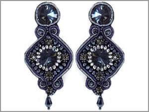 GREY COLOR SOUTACHE EARRINGS STONES ( 2278 ) - Ohmyjewelry.com