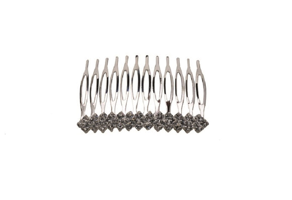SILVER HAIR COMB CLEAR STONES ( 70031 )