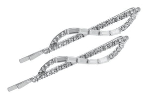 SILVER HAIR PINS WITH CLEAR STONES ( 71104 )
