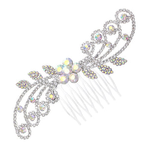 SILVER HAIR COMB CLEAR AB STONES ( 71575 ABS )