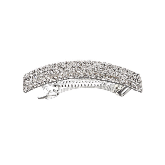 DOUBLE LAYER SILVER HAIR CLIP CLEAR STONES ( 71730 CRS )
