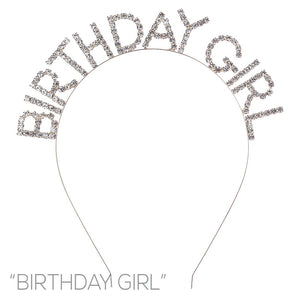 GOLD HEADBAND BIRTHDAY GIRL CLEAR STONES ( 71766 CRG )