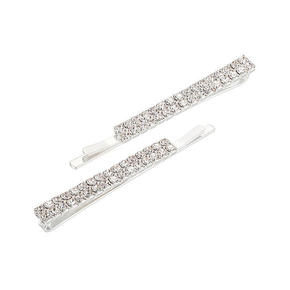 Set of 2 Silver Clear Hair Barrettes ( 71782 SCL ) - Ohmyjewelry.com