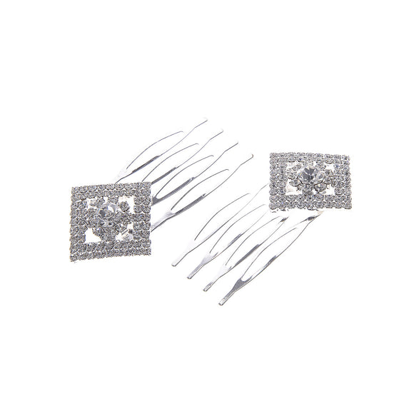 SILVER HAIR COMB CLEAR STONES ( 71892 CRS )