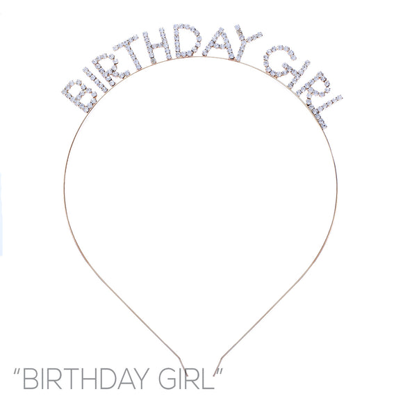 GOLD ' BIRTHDAY GIRL ' CLEAR STONES HEAD BAND ( 71971 CRG )