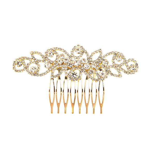 GOLD HAIR COMB CLEAR STONES ( 72036 CRG )