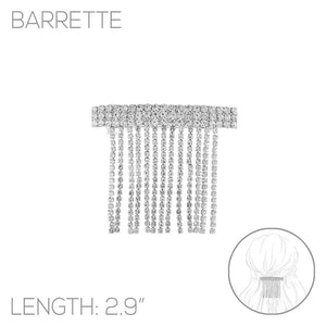 SILVER FRINGE HAIR CLIP CLEAR STONES ( 72055 CRS )