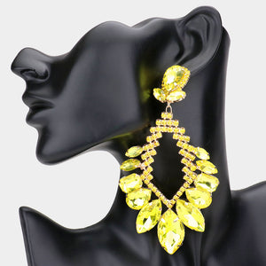 GOLD CHANDELIER EARRINGS YELLOW STONES ( 1531 )