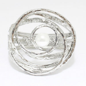 SILVER  BANGLE WITH PEARL ( 699 )