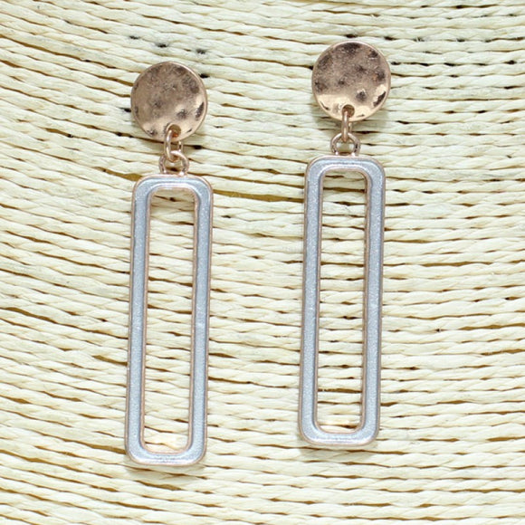 WORN ROSE GOLD SILVER EARRINGS ( 2385 )