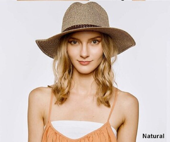 NATURAL TWO TONED ADJUSTABLE PANAMA SUMMER HAT ( 8014 NT )