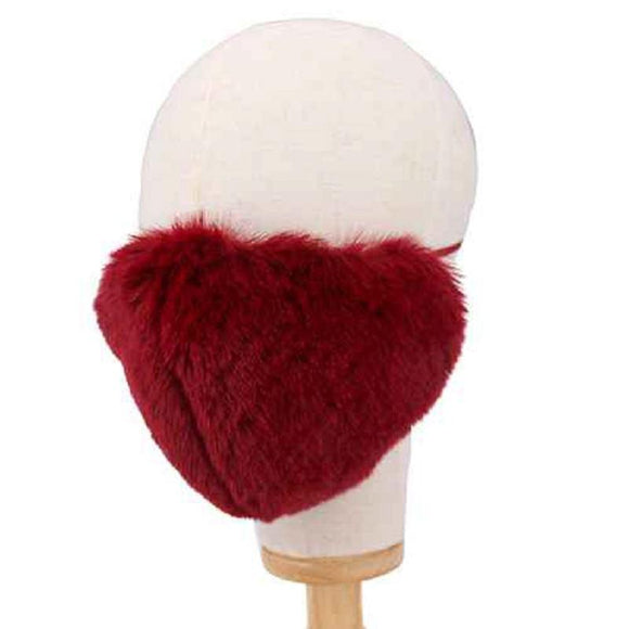 BURGUNDY MASK FASHION SHAGGY FAUX FUR ( 2665 BUR ) - Ohmyjewelry.com