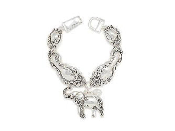 SILVER ELEPHANT BRACELET WHITE PEARL ( 00199 AS ) - Ohmyjewelry.com