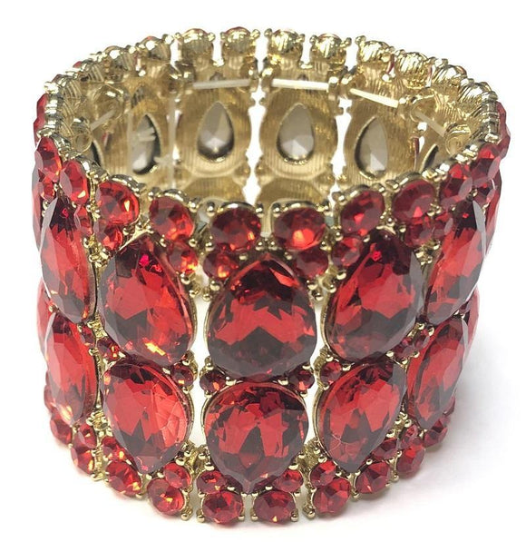 GOLD STRETCH BRACELET RED STONES ( 0125 2R GRED ) - Ohmyjewelry.com