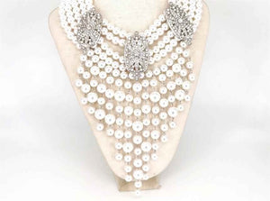 SILVER WHITE PEARL NECKLACE SET ( 1450 RHWTCL )