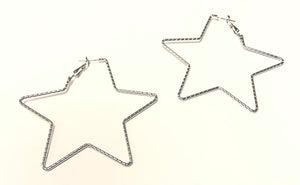 2.5" SILVER STAR EARRINGS ( 3686 RD )