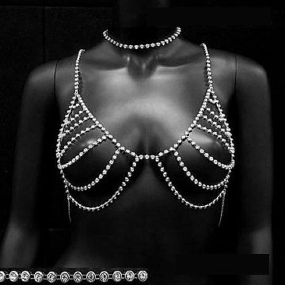 SILVER BRA CLEAR STONES ( 2055 RDCLR )